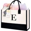 imageBAGAIL Initial Tote Bag Personalized Birthday Gifts for Women Teacher Friends Mom Wedding Monogrammed Beach BagIvory1pcs