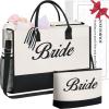 imageBAGAIL Initial Tote Bag Personalized Birthday Gifts for Women Teacher Friends Mom Wedding Monogrammed Beach BagIvory2pcs