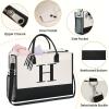 imageBAGAIL Initial Tote Bag Personalized Birthday Gifts for Women Teacher Friends Mom Wedding Monogrammed Beach BagIvory2pcs