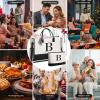 imageBAGAIL Initial Tote Bag Personalized Birthday Gifts for Women Teacher Friends Mom Wedding Monogrammed Beach BagIvory2pcs