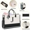 imageBAGAIL Initial Tote Bag Personalized Birthday Gifts for Women Teacher Friends Mom Wedding Monogrammed Beach BagIvory2pcs