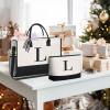 imageBAGAIL Initial Tote Bag Personalized Birthday Gifts for Women Teacher Friends Mom Wedding Monogrammed Beach BagIvory2pcs