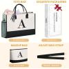 imageBAGAIL Initial Tote Bag Personalized Birthday Gifts for Women Teacher Friends Mom Wedding Monogrammed Beach BagIvory2pcs