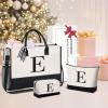 imageBAGAIL Initial Tote Bag Personalized Birthday Gifts for Women Teacher Friends Mom Wedding Monogrammed Beach BagIvory3pcs