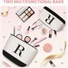 imageBAGAIL Initial Tote Bag Personalized Birthday Gifts for Women Teacher Friends Mom Wedding Monogrammed Beach BagIvory3pcs