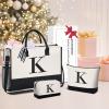 imageBAGAIL Initial Tote Bag Personalized Birthday Gifts for Women Teacher Friends Mom Wedding Monogrammed Beach BagIvory3pcs