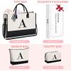 imageBAGAIL Initial Tote Bag Personalized Birthday Gifts for Women Teacher Friends Mom Wedding Monogrammed Beach BagIvory3pcs