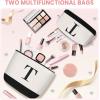 imageBAGAIL Initial Tote Bag Personalized Birthday Gifts for Women Teacher Friends Mom Wedding Monogrammed Beach BagIvory3pcs
