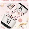 imageBAGAIL Initial Tote Bag Personalized Birthday Gifts for Women Teacher Friends Mom Wedding Monogrammed Beach BagIvory3pcs