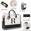 imageBAGAIL Initial Tote Bag Personalized Birthday Gifts for Women Teacher Friends Mom Wedding Monogrammed Beach BagIvory3pcs