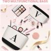 imageBAGAIL Initial Tote Bag Personalized Birthday Gifts for Women Teacher Friends Mom Wedding Monogrammed Beach BagIvory3pcs