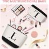 imageBAGAIL Initial Tote Bag Personalized Birthday Gifts for Women Teacher Friends Mom Wedding Monogrammed Beach BagIvory3pcs