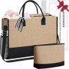 imageBAGAIL Initial Tote Bag Personalized Birthday Gifts for Women Teacher Friends Mom Wedding Monogrammed Beach BagJute Brown2pcs