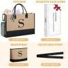 imageBAGAIL Initial Tote Bag Personalized Birthday Gifts for Women Teacher Friends Mom Wedding Monogrammed Beach BagJute Brown2pcs