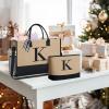 imageBAGAIL Initial Tote Bag Personalized Birthday Gifts for Women Teacher Friends Mom Wedding Monogrammed Beach BagJute Brown2pcs