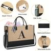 imageBAGAIL Initial Tote Bag Personalized Birthday Gifts for Women Teacher Friends Mom Wedding Monogrammed Beach BagJute Brown2pcs