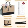 imageBAGAIL Initial Tote Bag Personalized Birthday Gifts for Women Teacher Friends Mom Wedding Monogrammed Beach BagJute Brown2pcs