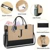 imageBAGAIL Initial Tote Bag Personalized Birthday Gifts for Women Teacher Friends Mom Wedding Monogrammed Beach BagJute Brown2pcs