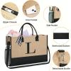 imageBAGAIL Initial Tote Bag Personalized Birthday Gifts for Women Teacher Friends Mom Wedding Monogrammed Beach BagJute Brown2pcs