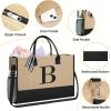 imageBAGAIL Initial Tote Bag Personalized Birthday Gifts for Women Teacher Friends Mom Wedding Monogrammed Beach BagJute Brown2pcs