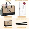 imageBAGAIL Initial Tote Bag Personalized Birthday Gifts for Women Teacher Friends Mom Wedding Monogrammed Beach BagJute Brown2pcs