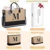 imageBAGAIL Initial Tote Bag Personalized Birthday Gifts for Women Teacher Friends Mom Wedding Monogrammed Beach BagJute Brown3pcs