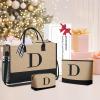 imageBAGAIL Initial Tote Bag Personalized Birthday Gifts for Women Teacher Friends Mom Wedding Monogrammed Beach BagJute Brown3pcs