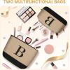imageBAGAIL Initial Tote Bag Personalized Birthday Gifts for Women Teacher Friends Mom Wedding Monogrammed Beach BagJute Brown3pcs