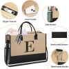 imageBAGAIL Initial Tote Bag Personalized Birthday Gifts for Women Teacher Friends Mom Wedding Monogrammed Beach BagJute Brown3pcs