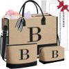 imageBAGAIL Initial Tote Bag Personalized Birthday Gifts for Women Teacher Friends Mom Wedding Monogrammed Beach BagJute Brown3pcs