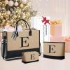 imageBAGAIL Initial Tote Bag Personalized Birthday Gifts for Women Teacher Friends Mom Wedding Monogrammed Beach BagJute Brown3pcs