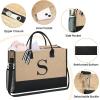 imageBAGAIL Initial Tote Bag Personalized Birthday Gifts for Women Teacher Friends Mom Wedding Monogrammed Beach BagJute Brown3pcs