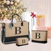 imageBAGAIL Initial Tote Bag Personalized Birthday Gifts for Women Teacher Friends Mom Wedding Monogrammed Beach BagJute Brown3pcs