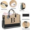 imageBAGAIL Initial Tote Bag Personalized Birthday Gifts for Women Teacher Friends Mom Wedding Monogrammed Beach BagJute Brown3pcs