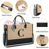 imageBAGAIL Initial Tote Bag Personalized Birthday Gifts for Women Teacher Friends Mom Wedding Monogrammed Beach BagJute Brown3pcs