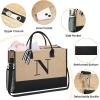 imageBAGAIL Initial Tote Bag Personalized Birthday Gifts for Women Teacher Friends Mom Wedding Monogrammed Beach BagJute Brown3pcs