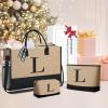 imageBAGAIL Initial Tote Bag Personalized Birthday Gifts for Women Teacher Friends Mom Wedding Monogrammed Beach BagJute Brown3pcs