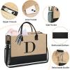 imageBAGAIL Initial Tote Bag Personalized Birthday Gifts for Women Teacher Friends Mom Wedding Monogrammed Beach BagJute Brown3pcs