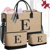 imageBAGAIL Initial Tote Bag Personalized Birthday Gifts for Women Teacher Friends Mom Wedding Monogrammed Beach BagJute Brown3pcs