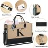 imageBAGAIL Initial Tote Bag Personalized Birthday Gifts for Women Teacher Friends Mom Wedding Monogrammed Beach BagJute Brown3pcs