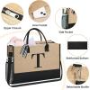 imageBAGAIL Initial Tote Bag Personalized Birthday Gifts for Women Teacher Friends Mom Wedding Monogrammed Beach BagJute Brown3pcs