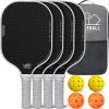 imageBAGAIL Pickleball Paddles USAPA Approved Fiberglass Surface Pickleball Set Lightweight Pickle Ball Rackets with 4 Balls 1 Bag Designed in California for Traction and StabilityGray