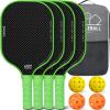imageBAGAIL Pickleball Paddles USAPA Approved Fiberglass Surface Pickleball Set Lightweight Pickle Ball Rackets with 4 Balls 1 Bag Designed in California for Traction and StabilityGreen