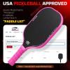 imageBAGAIL Pickleball Paddles USAPA Approved Fiberglass Surface Pickleball Set Lightweight Pickle Ball Rackets with 4 Balls 1 Bag Designed in California for Traction and StabilityPink