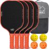 imageBAGAIL Pickleball Paddles USAPA Approved Fiberglass Surface Pickleball Set Lightweight Pickle Ball Rackets with 4 Balls 1 Bag Designed in California for Traction and StabilityOrange