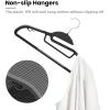 imageBAGAIL Plastic Hangers 50 Pack with NonSlip Design02 Inches Thick 360Swivel Hook Space Saving Organizer for Bedroom ClosetShirtsPantsGrey S ShapedBlack