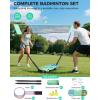 imageBAGAIL Portable Badminton Net Set  Storage Case  Freestanding Base  Quick Setup  Pop Up Badminton Net with 4 Rackets 4 Shuttlecocks for Indoor ampamp Outdoor Games Backyard Family Fun
