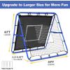 imageBAGAIL Soccer Rebounder Net 4 x 4 Ft Pitch Back Baseball Softball Rebounder Angle Adjustable Rebound Net for Control Passing Practice Easy Setup Bounce Back Net Gifts for TrainingBlueBlack