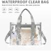 imageBAGAIL Stadium Approved Clear Tote Bag with Inner Pocket Transparent Travel Bag for Sports Event Concert WorkGrey