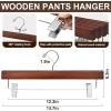imageBAGAIL Wooden Pants Hangers with Adjustable Clips 360Swivel Hook Space Saving Skirt Holders with AntiRust Clips for Trousers Jeans Shorts 10Pack WhiteWalnut